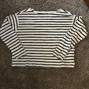 Old Navy Striped Boatneck Long Sleeve Top - Black & Cream